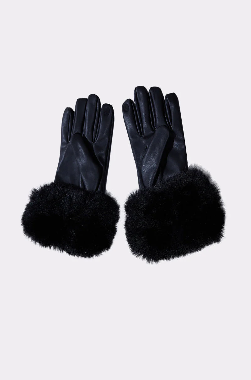 ALL I WANT IS MONEY FUR GLOVES IN BLACK - Image 6