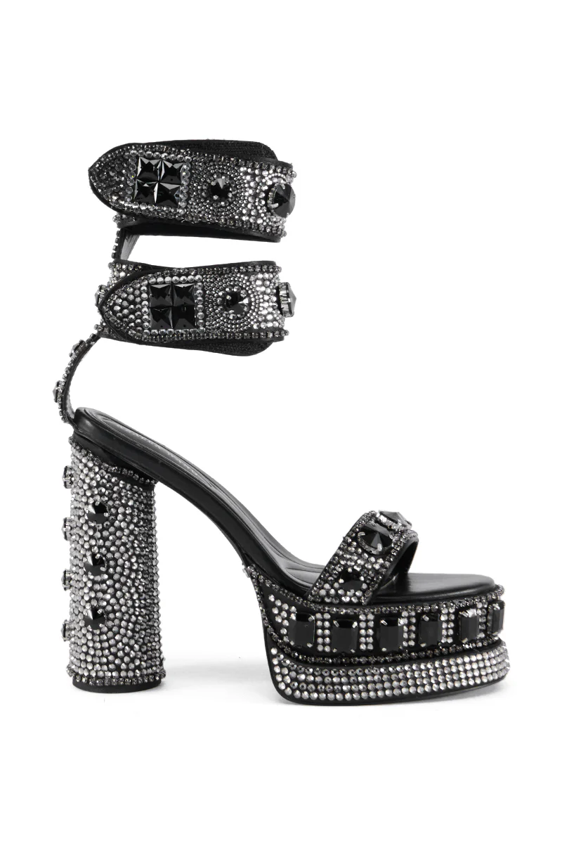 AZALEA WANG BAYOU BLACK RHINESTONE PLATFORM SANDAL - Image 3