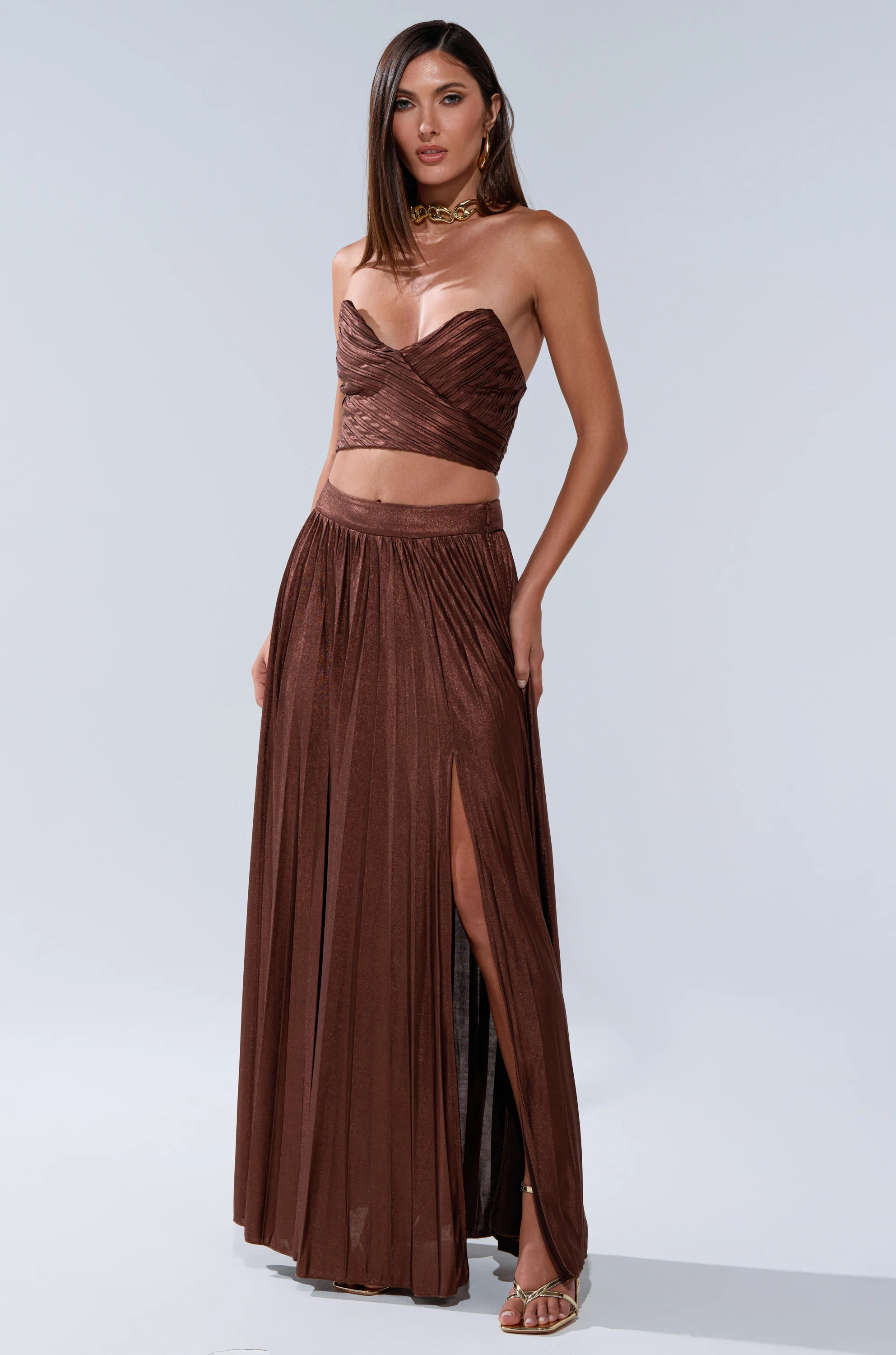 FARAH SLINKY PLEATED MAXI SKIRT - Image 5