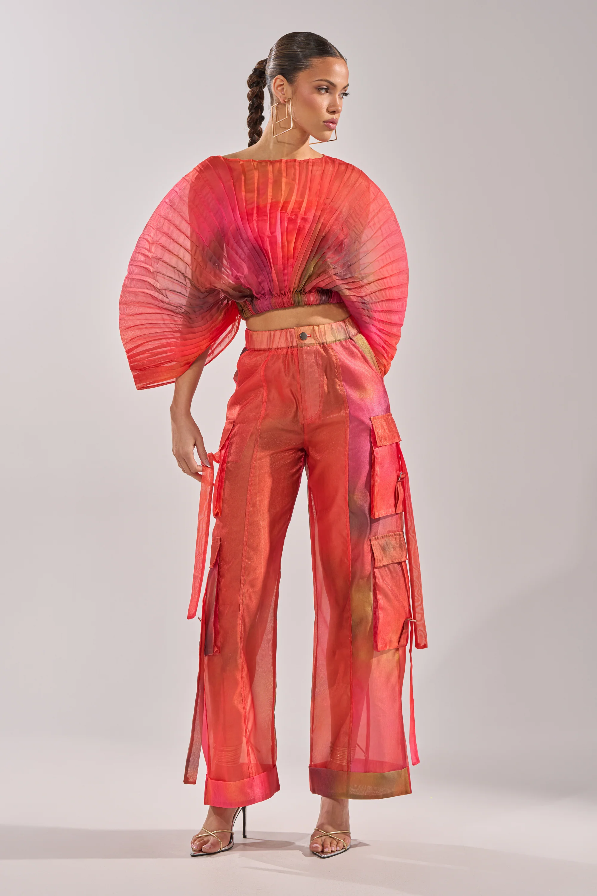 STAINED RED LIGHTWEIGHT CARGO PANT - Image 7